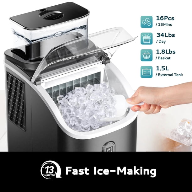 Euhomy Countertop Ice Maker Machine, 45lbs/24H, Self-Cleaning