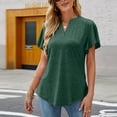 thumbnail image 4 of Womens Ruffle Short Sleeve Tunic Tops V Neck Blouses Loose Fit Solid Color Dressy Casual Work Shirts for Women, 4 of 5
