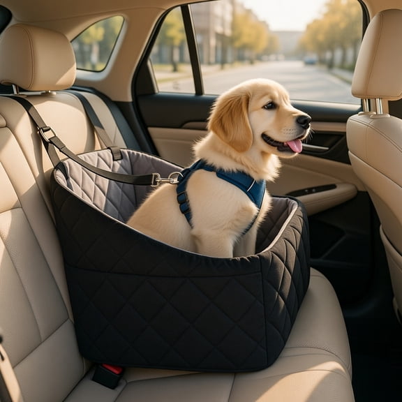 Dog Car Seat for Small Medium Dogs Under 35lbs, Dog Booster Seat with Safety Leash, Detachable Washable Pet Car Travel Bed with Storage Pockets for SUV & Trucks