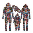 thumbnail image 5 of Odeerbi Christmas Onesie Pajamas for Family Holiday Sleep Jumpsuit Long Sleeve Family Christmas Pajamas Matching Sets Mom Fashion Printed Hooded Jumpsuit Sleepwear PJs Set Blue, 5 of 5