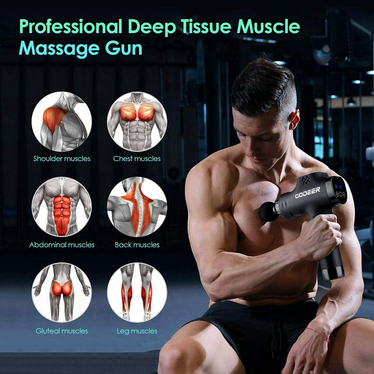 GODEER Massage Gun Deep Tissue Percussion Muscle Massager for Pain Relief  and Muscle Tension Muscle Massage Gun for Athletes Back Massager Neck