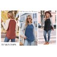 thumbnail image 6 of MOYIKO Color Block Long Sleeve Shirts for Women Crewneck Tunic Tops Casual Pullover Lightweight Sweaters Fall Outfits, 6 of 7