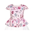 thumbnail image 5 of Sunny Fashion Girls Floral Peplum Dresses With Tulle, Pink And White Short Cap Sleeve, Knee Length 8 Years, 5 of 6