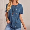 thumbnail image 3 of Mittory Womens Tops Short Sleeve Button Side Asymmetrical Shirts Tunics Basic Fashion Summer Clothes, 3 of 7