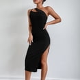 thumbnail image 3 of Gibobby Vestido de fiesta para mujer elegante Slouchy hombro abierto vestido Sexy Color sólido Delgado temperamento Slouchy vestido Sexy Delgado cintura alta(Negro,M), 3 of 5