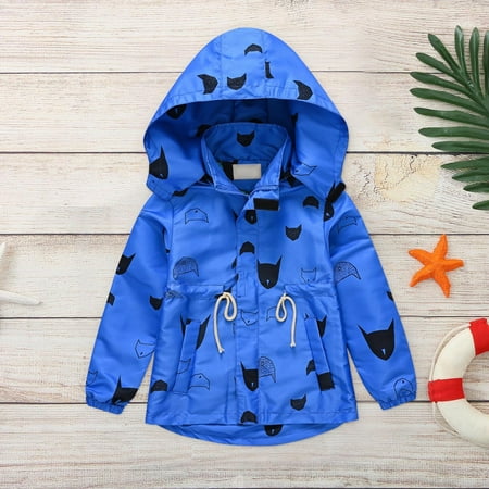 

Baby Clothes Clearance 2022! purcolt Toddler Kids Rain Jackets Baby Boys Girls Cartoon Lightweight Waterproof Windbreakers Casual Detachable Hood Zipper Stand Collar Coat Outerwear with Pockets