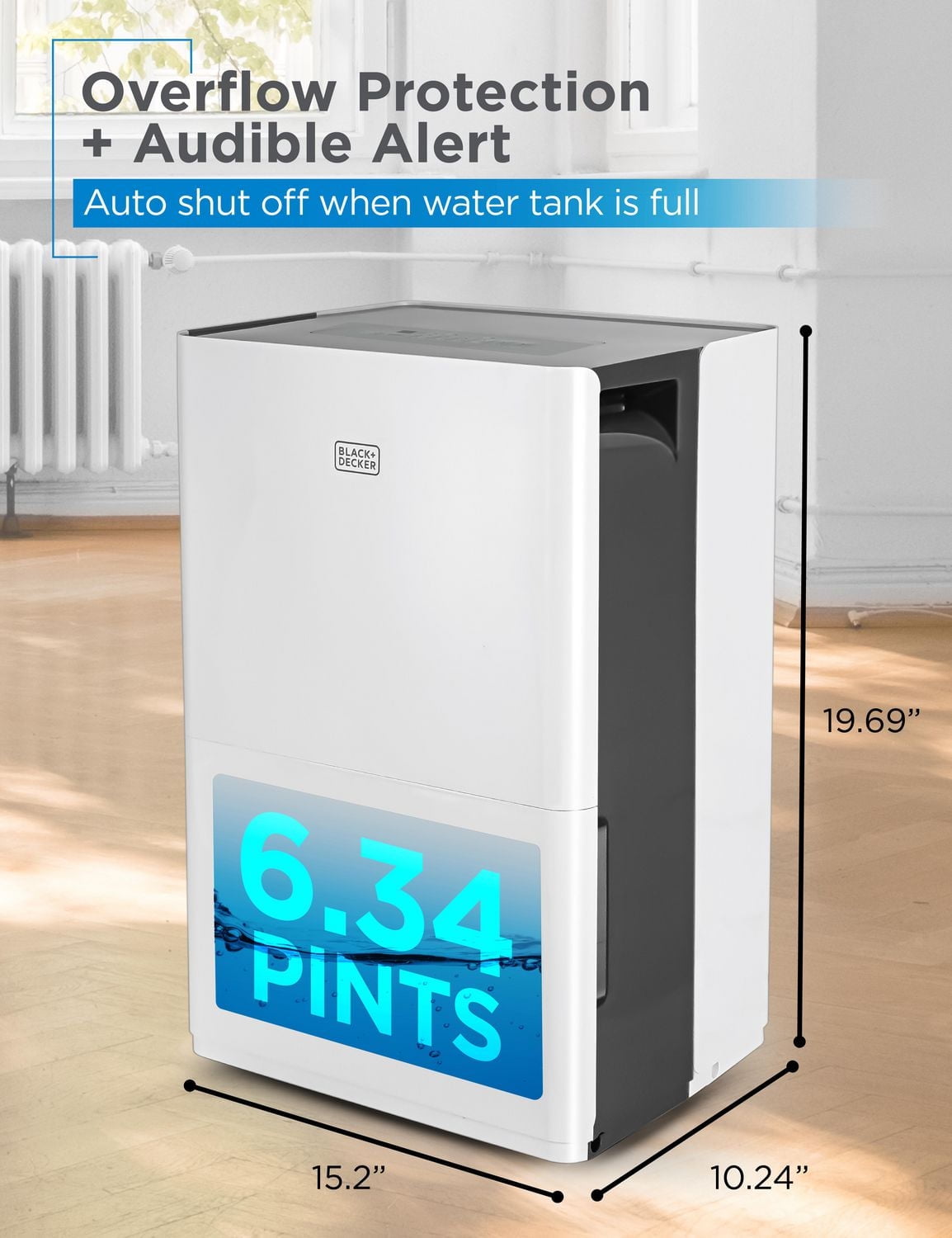 Déshumidificateur pour grands espaces et sous - sols Black + Decker 3000 pieds carrés, certifié Energy Star, bd30mwsa, blanc