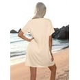 thumbnail image 6 of Women'S Swimsuit Cover Up Shirt V Neck Short Sleeve Bathing Suit Coverups Summer Beach Cover Ups Apricot M, 6 of 8