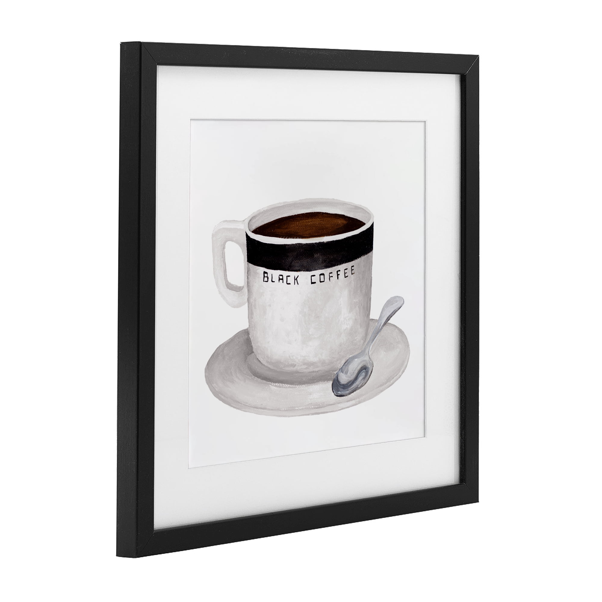Stupell Industries Black Coffee Mug Black Framed Print Under Glass, design by Elizabeth Medley