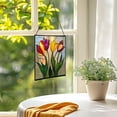 thumbnail image 3 of Tiffany Style Tulip Square Stained Glass Suncatcher – Handmade Floral Hanging Window Panel for Spring, Home, Garden, and Office Décor 47CA19, 3 of 6
