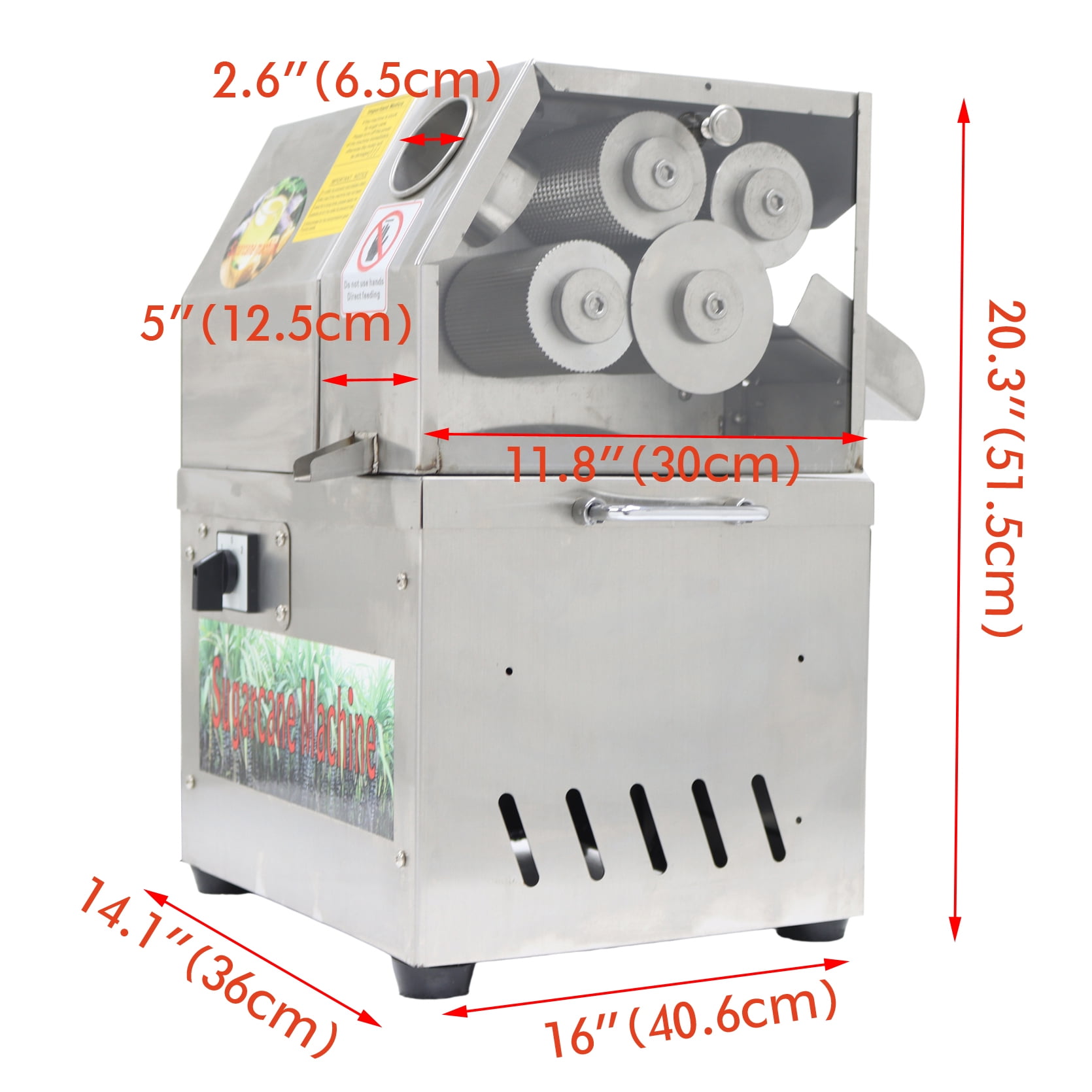 4 Rolls Sugarcane Juicer Machine Dual Power Outdoor 24V DC or 110V AC 450W