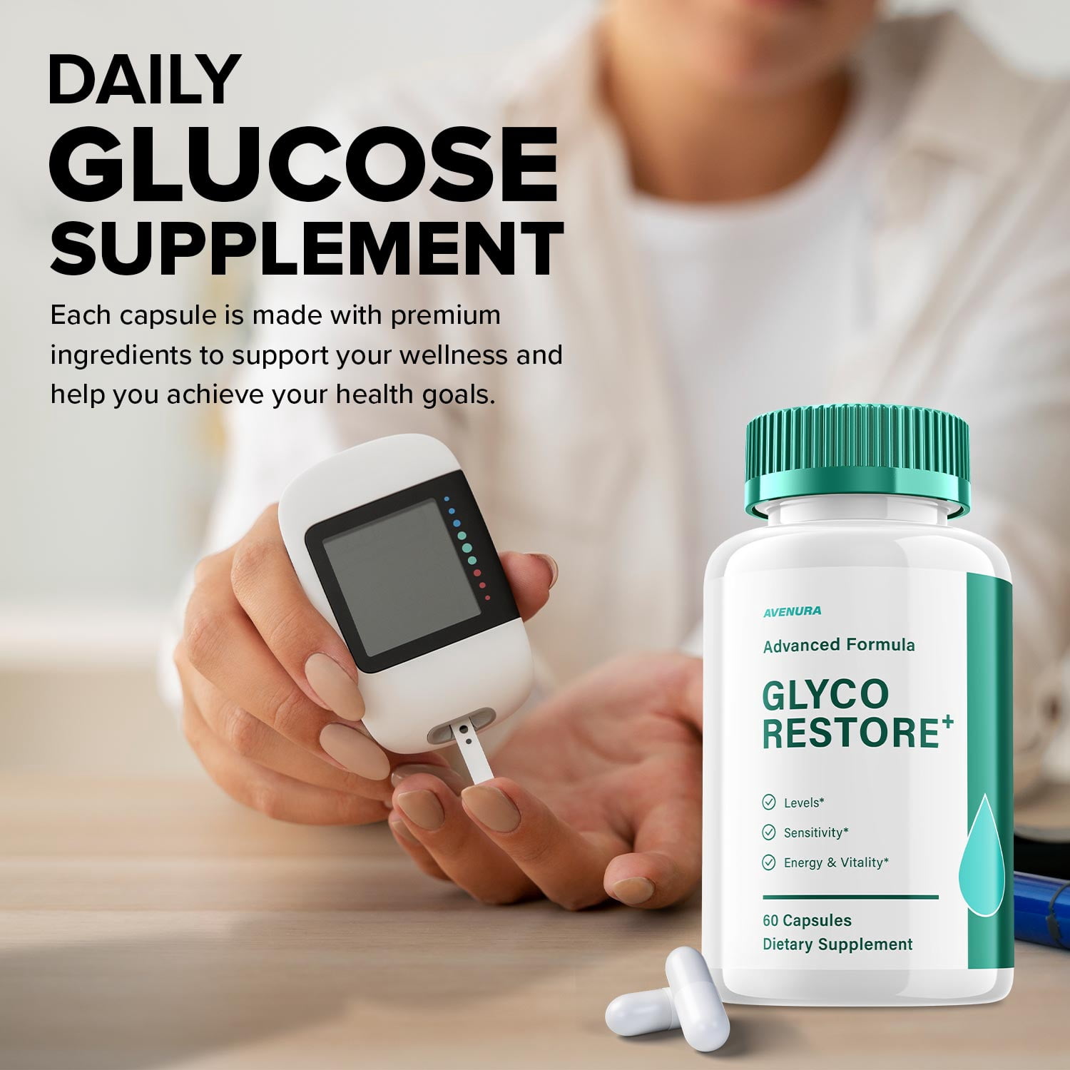 Glyco Restore Capsules – GlycoRestore Natural Blend Glycogen Formula for Health Support, 2 Pack, 120 Capsules