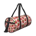 thumbnail image 3 of Xecao Cute Strawberry print Round Travel Duffel Bag is a foldable gym bag with an inner pocket, perfect for travel sports, 3 of 8