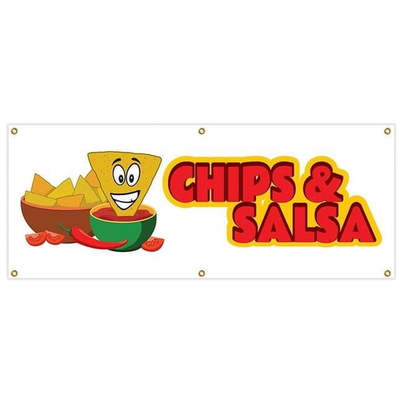 SignMission B-72 Chips & Salsa 24 x 72 in. Chips & Salsa Heavy Duty 13 oz Vinyl Banner with Grommets Single Sided