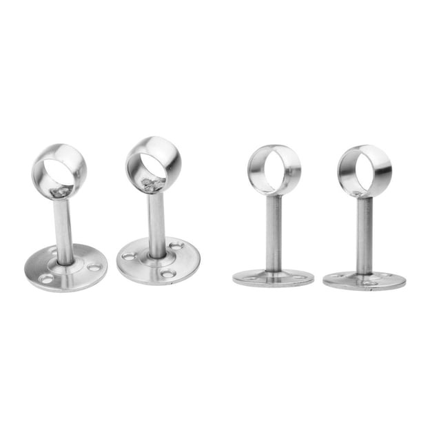 4 piezas de material acero inoxidable armario tubo palanca soporte tejado armario varilla riel extremo soporte tornillos 19mm perfecl Soporte de varilla de acero inoxidable