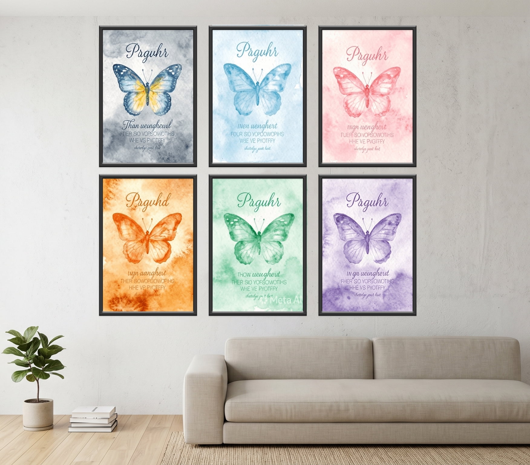 Watercolor Butterfly Inspirational Quote Art Print Modern Garden Butterflies with Typography Saying Canvas Wall Art 8x10x6 pcs Unframed Perfect for Girls Bedroom Office Decoration