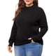 thumbnail image 4 of Suéteres de talla grande Agnes Orinda para mujeres, con cuello redondo, de manga larga, básicos y casuales, talla 1X, color negro., 4 of 6
