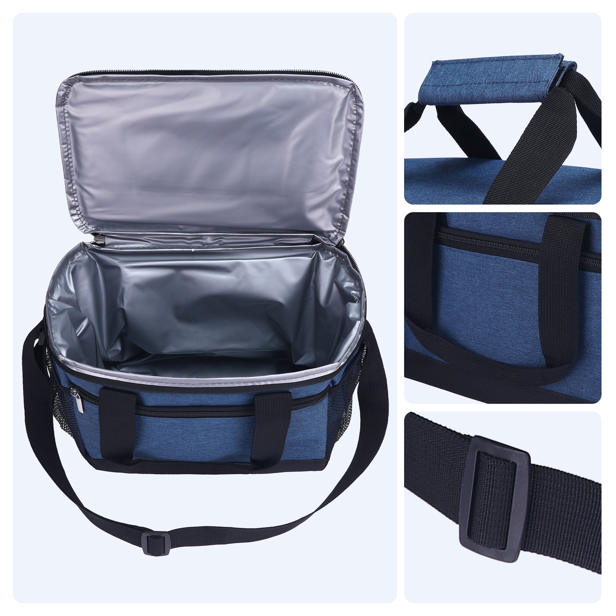 Unique Bargains Insulated Lunch Bag Leakproof Lunch Box for Work Office Navy Blue