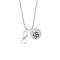 thumbnail image 2 of Delight Jewelry Silvertone Friends Infinity Sign Silvertone Script Initial Disc - B - Charm Necklace, 20"+3", 2 of 4