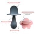thumbnail image 3 of Grabease Baby Silicone Spoon Set for Baby-Led Weaning & First Stage Self-Feeding: Soft, Safe 100% Food-Grade Silicone; BPA-, PVC- Latex- & Phthalates-Free and Dishwasher Safe; Set of 2 (Blush, Gray), 3 of 7