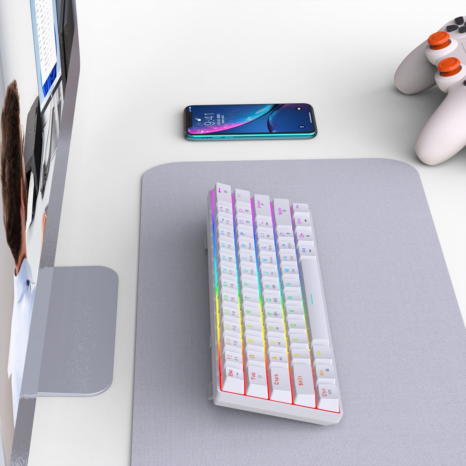 V900 Color Backliting Mechanical Keyboard 61Keys Hot Swap Switches Two-color Leycaps For Gaming And Use