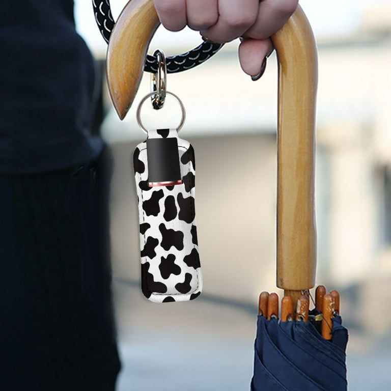 Yuyamidu Cow Print Chapstick Holder Keychain Comfortable Lip Balm