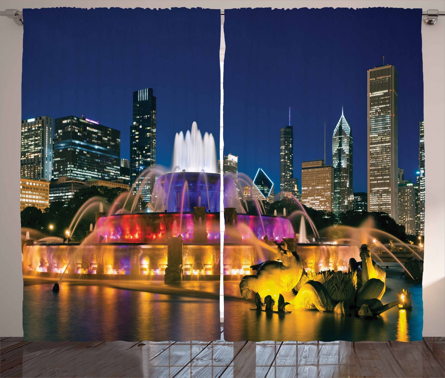 Chicago Skyline Shower Curtain Buckhingam Print for Bathroom