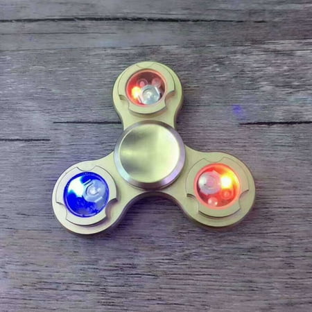 Metal Fidget Spinner, LED Light Tri Hand Spinning Finger Toy, EDC Hand Spinners Stocking Stuffer for ADHD Focus Relieves Anxiety and Boredom