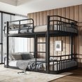 thumbnail image 4 of Leumius Full over Full Bunk Bed Frame with Ladders & Guardrails, Upgraded Round-Pipe Metal Frame, Stylish & Versatile for Any Room,Black, 4 of 9