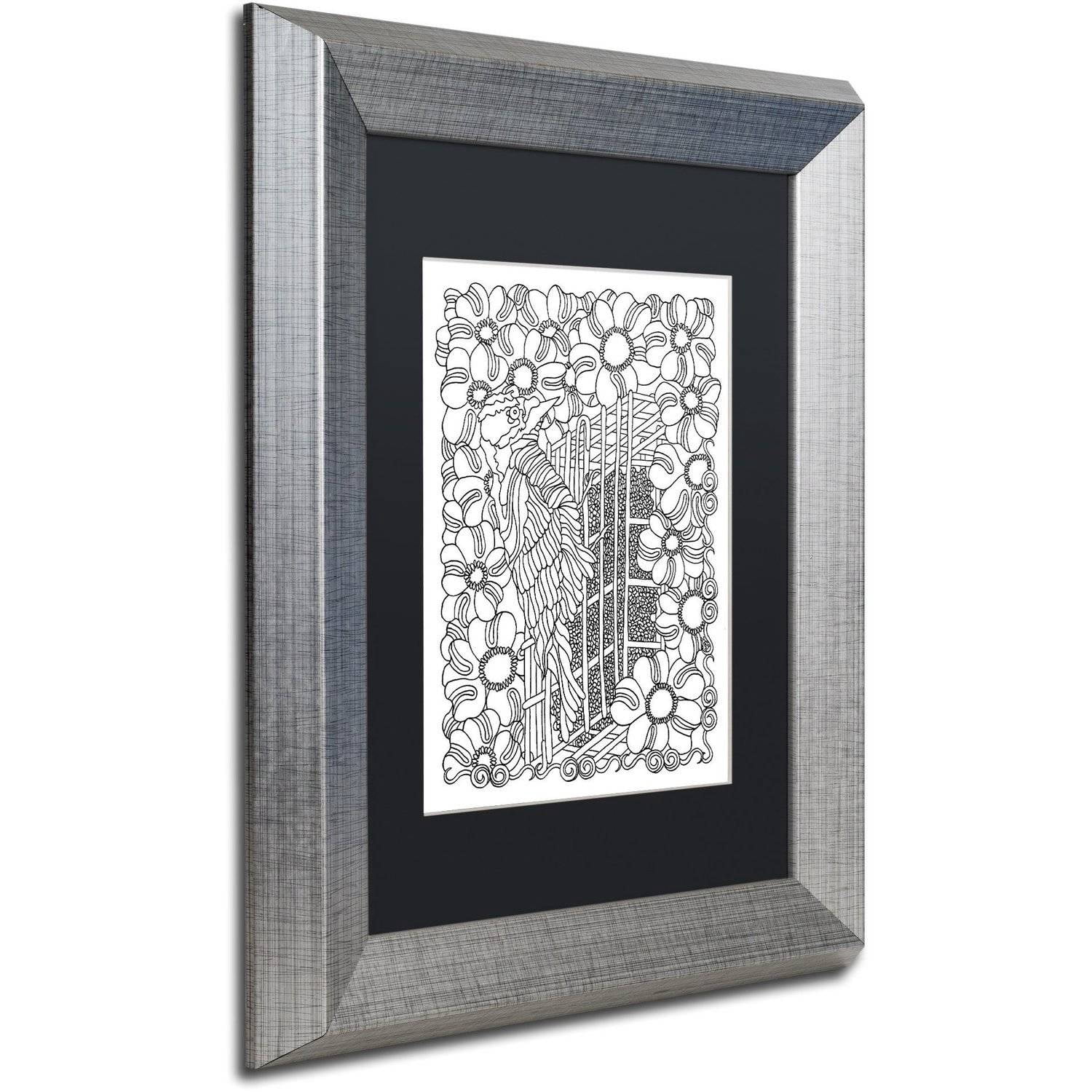 Trademark Fine Art "Woodpecker" Canvas Art by Kathy G. Ahrens, Black Matte, Silver Frame