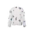 thumbnail image 3 of Nituyy Women Tops Button-down Solid Color/Letter/Butterfly/Plant Print Ruffle Shirt, 3 of 9