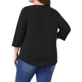 thumbnail image 3 of Blusas de Pascua para Mujeres de Talla Grande Agnes Orinda, Blusa de Encaje de Manga 3/4 para Mujeres Curvy, Camiseta Casual Flowy 4X Negra, 3 of 6