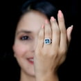 thumbnail image 3 of Rosec Jewels Art Deco London Blue Topaz Engagement Ring - 8mm Asscher Cut - AAA Grade - Blue Topaz Ring with Moissanite Halo, 10K White Gold, US 4.50, 3 of 7