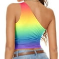thumbnail image 4 of Workout Tank Tops Woman One Shoulder Straps Rainbow Printed Tight Fit Sleeveless Wrap Chest Orange Summer Vacation Outfits Clothes L, 4 of 5