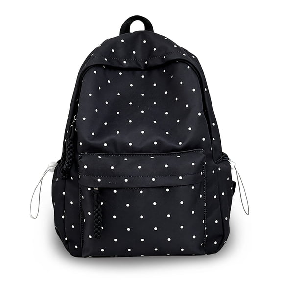 Polka Dot Backpack for Women, Y2k Backpack Polka Dot, Capacity Multi-Pocket Lightweight Bookpack with Drawstring Side Pockets for School Large