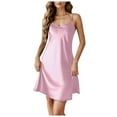 thumbnail image 6 of Gelikeya Silk Nightgown for Women Soft Comfortable Mid Length Sleepwear Spaghetti Straps Casual Undershirts Nightie Dresses #01 Pink, Size M, 6 of 6