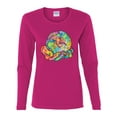 thumbnail image 2 of Wild Bobby Rainbow Painted I've Got The Whole World Dean Russo Design Inspirational/Christian Women Graphic Long Sleeve Tee, Fuschia, Small, 2 of 6