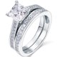 thumbnail image 1 of JeenMata Conjunto Nupcial de Moissanita de Corte Princesa de 1,50 Quilates - Conjunto Nupcial - Anillo con Engaste de Canal - Anillo Hecho a Mano - Oro Blanco de 18 K sobre Plata, 1 of 6
