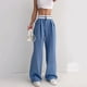 thumbnail image 4 of Pantalones de yoga Gibobby pierna recta cintura alta elegantes mujer ancha largos Azul S, 4 of 5