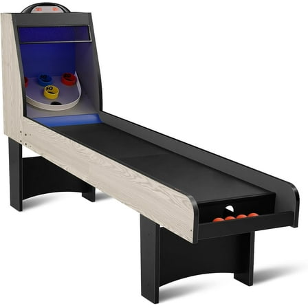 RayChee 8’ Roll and Score Classic Arcade Game Table, Roll and Score Game Set with LED Electronic Scorer, Sound, Automatic Ball Return for Adults Kids Family Recreation Game Rooms - 4 Balls Included