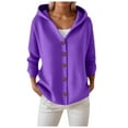 thumbnail image 4 of zaveiop Women's Casual Knitted Hooded Cardigan Solid Long Sleeve Button Down Loose 2025 Fall Sweater (Z1-Purple, XXL), 4 of 6