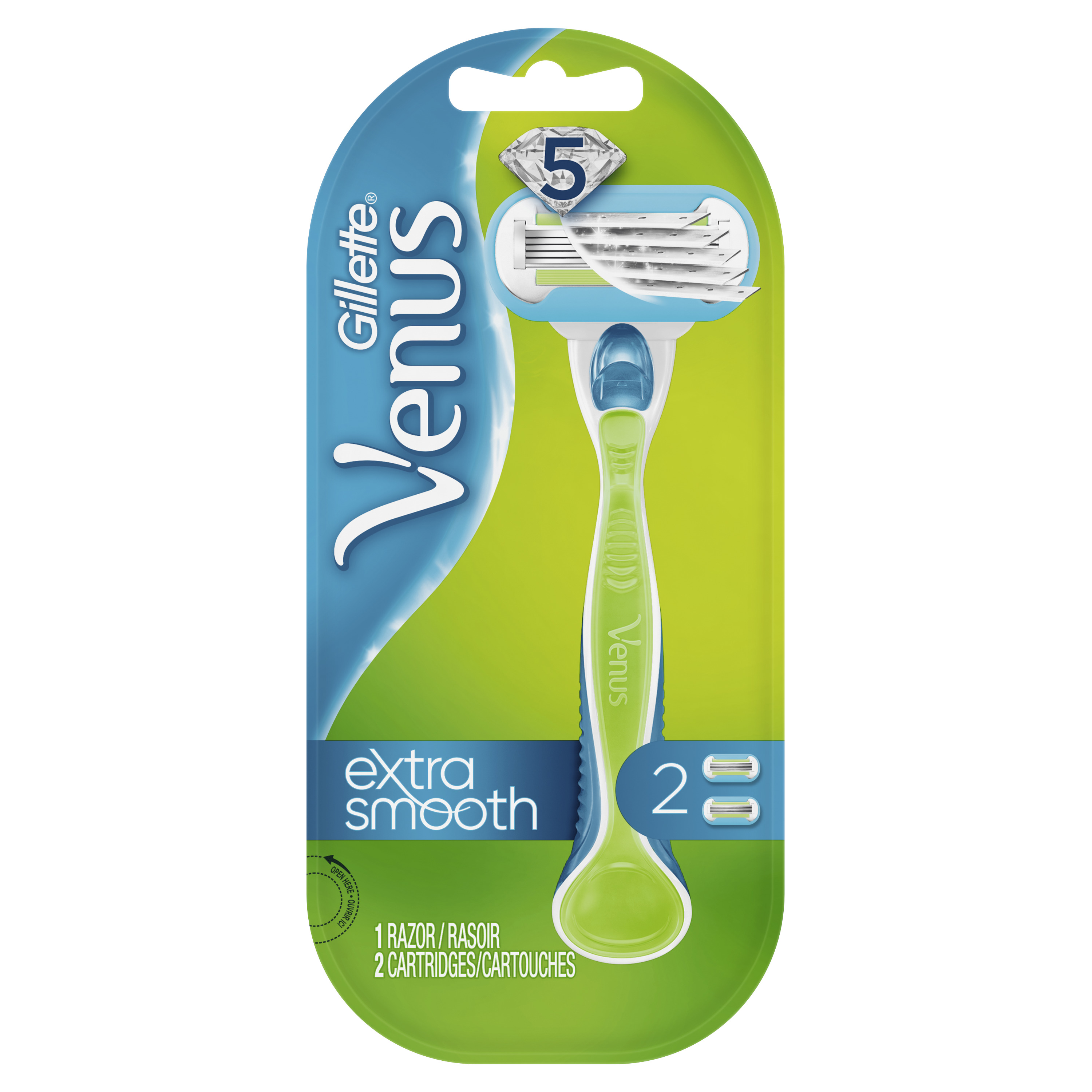 Gillette Venus Extra Smooth Green Women's Razor - 1 Handle + 2 Refills