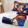 thumbnail image 4 of Feelyou Blue Glass Dragon Quilt King for Boys Girls, Church Art Wildlife King Coverlet Set, Blue Orange, 3 Pieces, 4 of 7