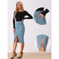 thumbnail image 2 of DARING DIVA Women's Denim Split Hem Pencil Jean Midi Skirts XL Light Blue, 2 of 6