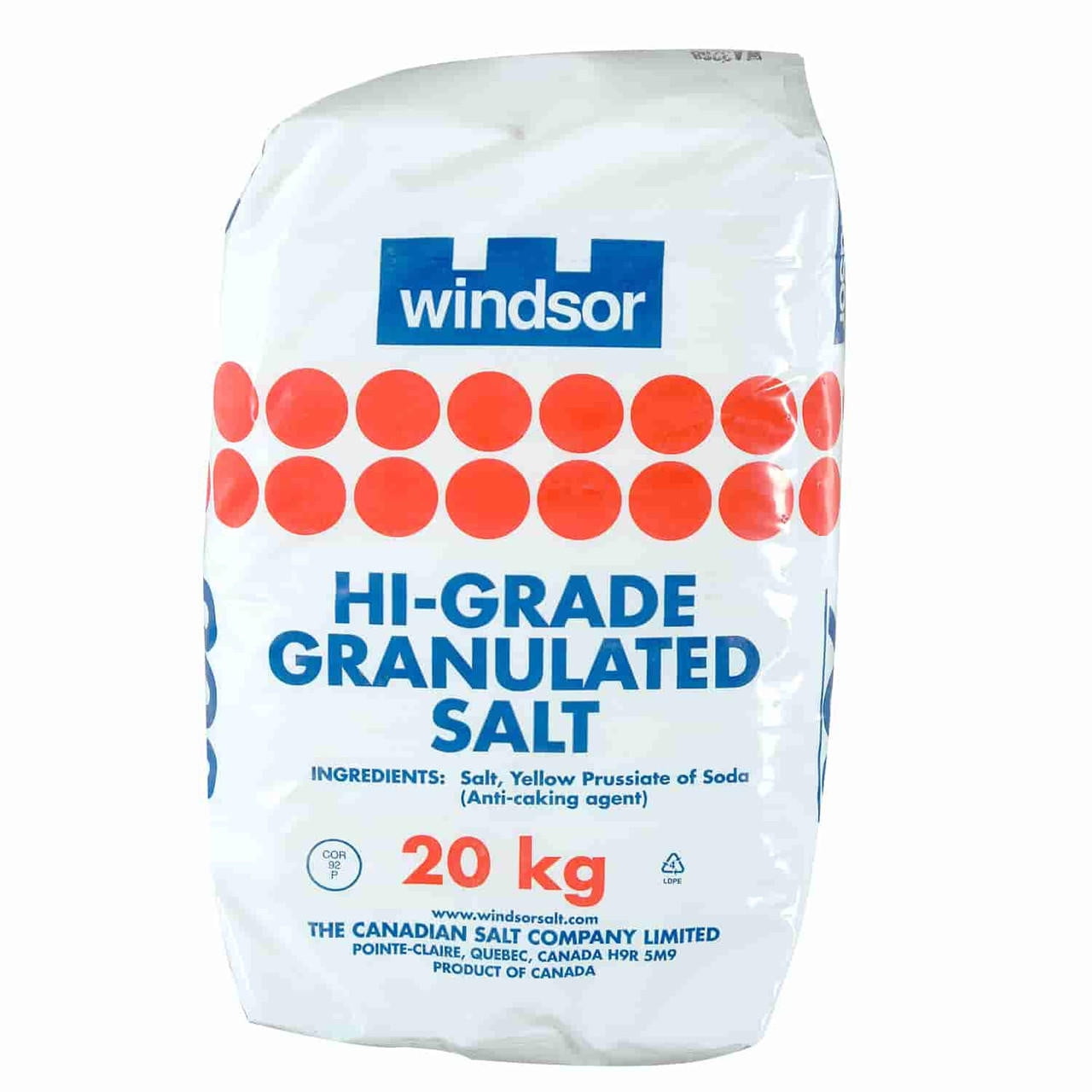 Windsor Fine Hi-Grade Salt, 20 kg (44.09 lbs) Bag – Food-Grade