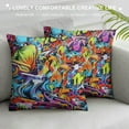 thumbnail image 3 of MLJA Hip Hop Decor Pillow Covers Home Decor,Hippie Graffiti Throw Pillow Covers Graffiti Graphic Square Cushion Covers, Throw Pillowcases for Sofa Couch Chair, 3 of 5