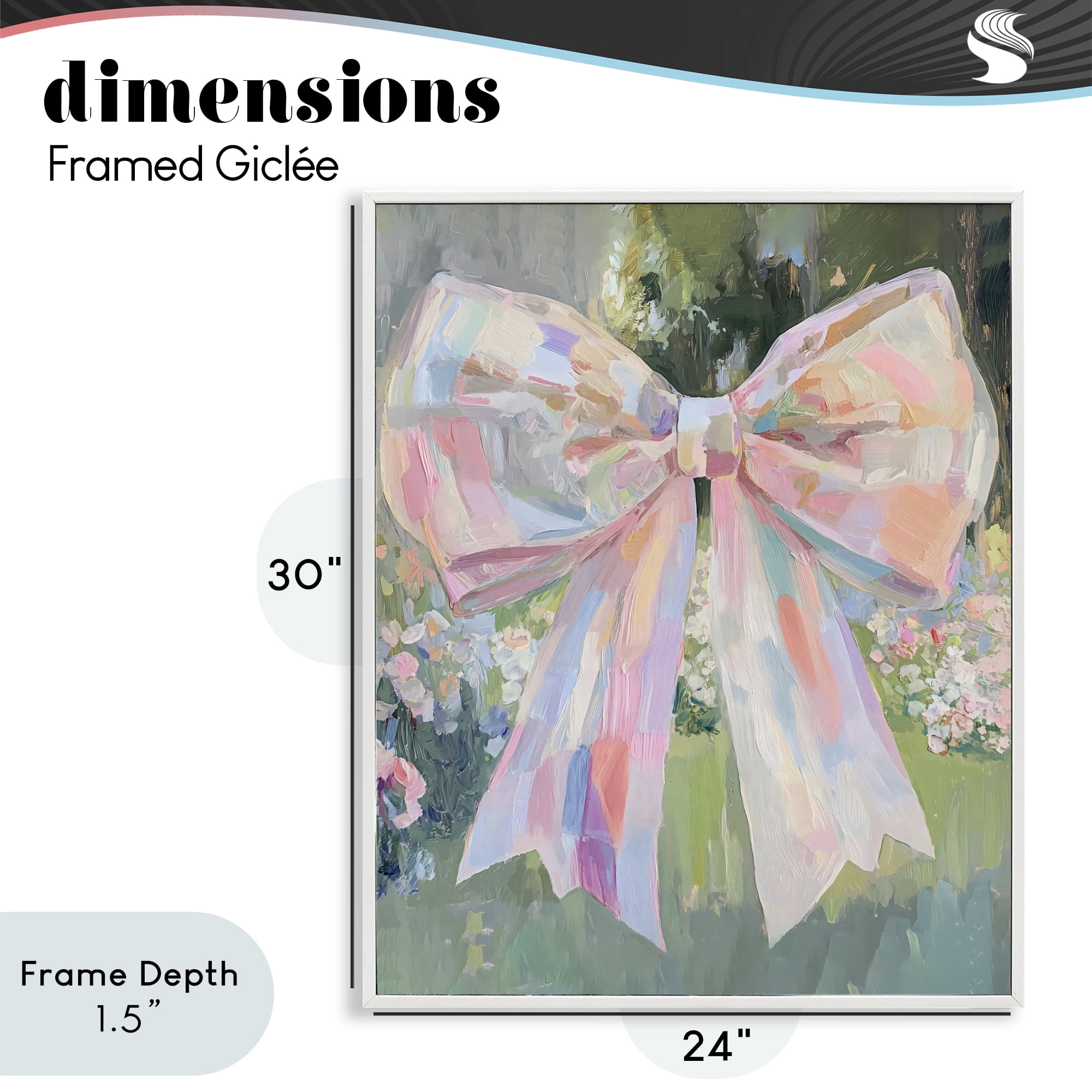 Stupell Industries Iridescent Pink Bow in Garden White Framed Giclee Art, design by The Prints Vibe