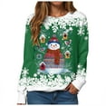 thumbnail image 4 of Gibobby Merry Christmas Sweatshirt Women Merry Graphic Letter Printed Crewneck Pullover Xmas Tops(L,Green), 4 of 6