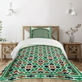 thumbnail image 3 of Ambesonne Retro Quilted Bedspread Set 2 Pcs, Moroccan Arch with Floral, Twin Size, Green and Brown, 3 of 6