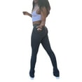 thumbnail image 3 of Inevnen Womens Stacked Leggings Pants, Ladies Casual High Waist Sweatpants Solid Color Ruched Pants, 3 of 6